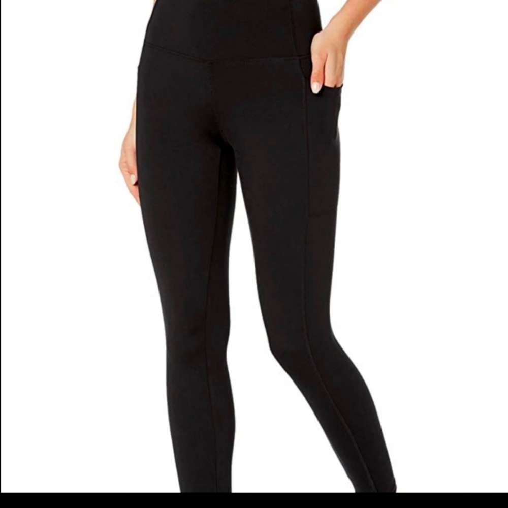 🔥 NWT Danskin Black Salt Double Brushed 7/8 Full Length Leggings with side pock